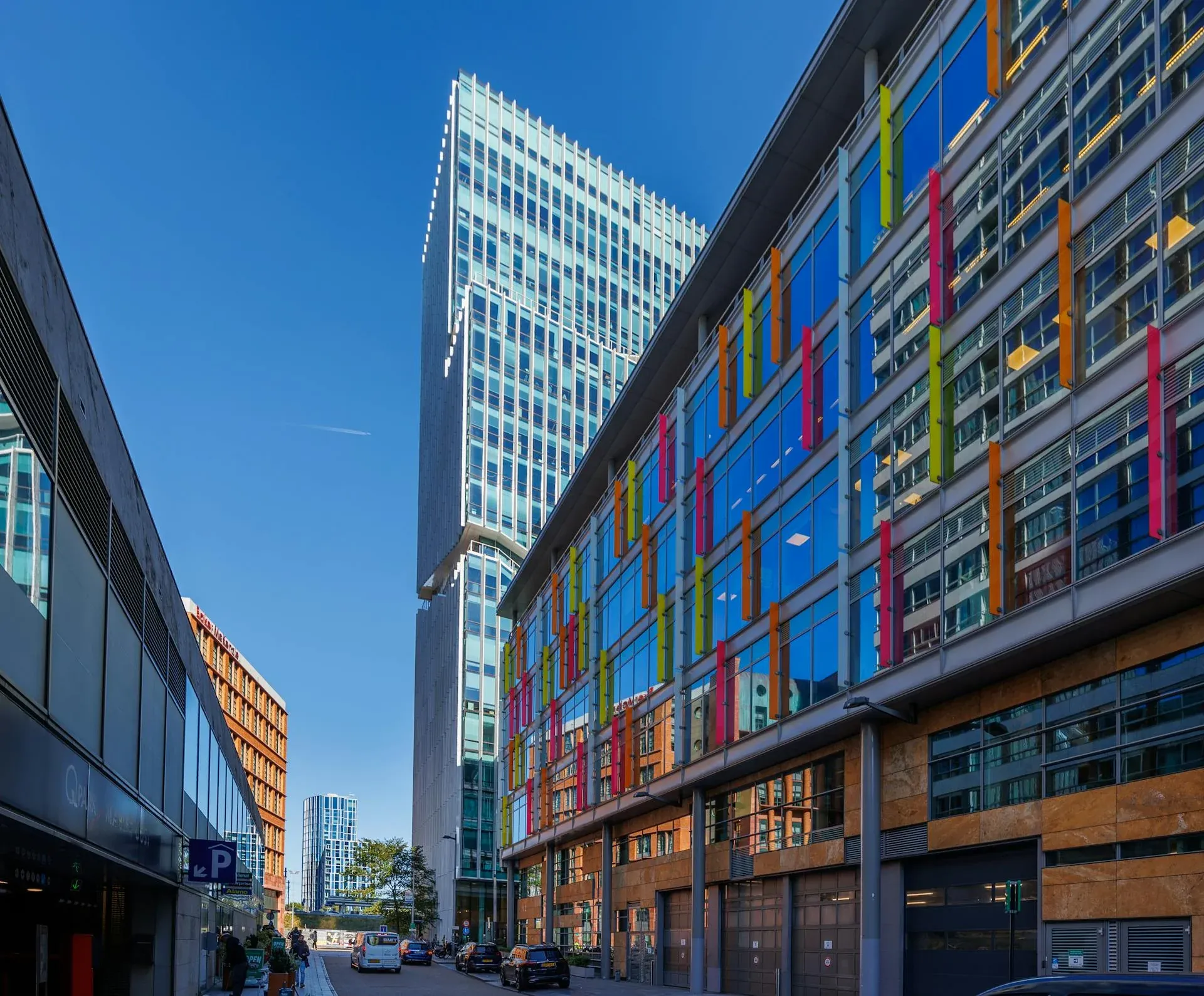 Modern Amsterdam business district architecture