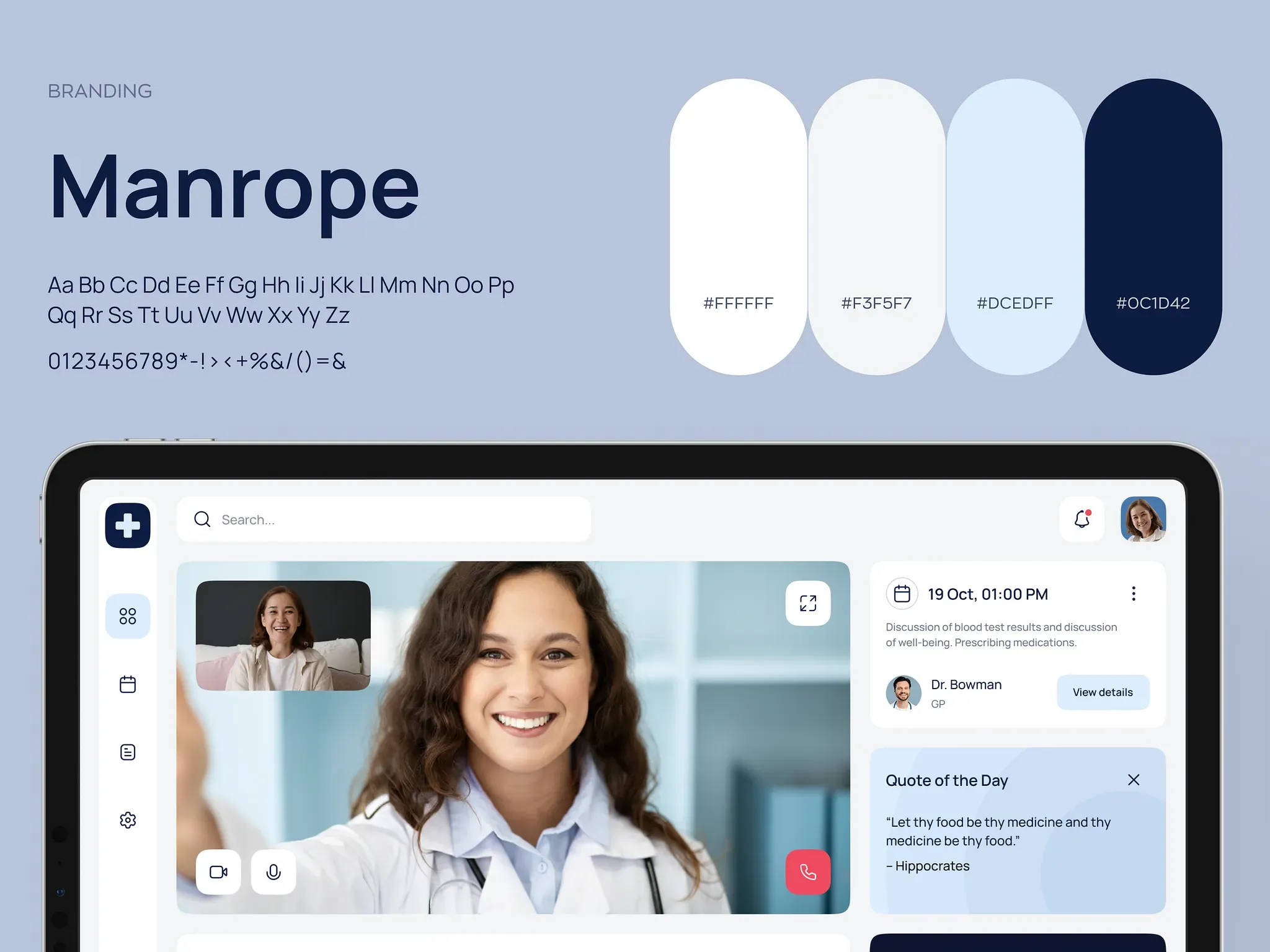 DocConnect branding — Manrope typeface and blue color palette